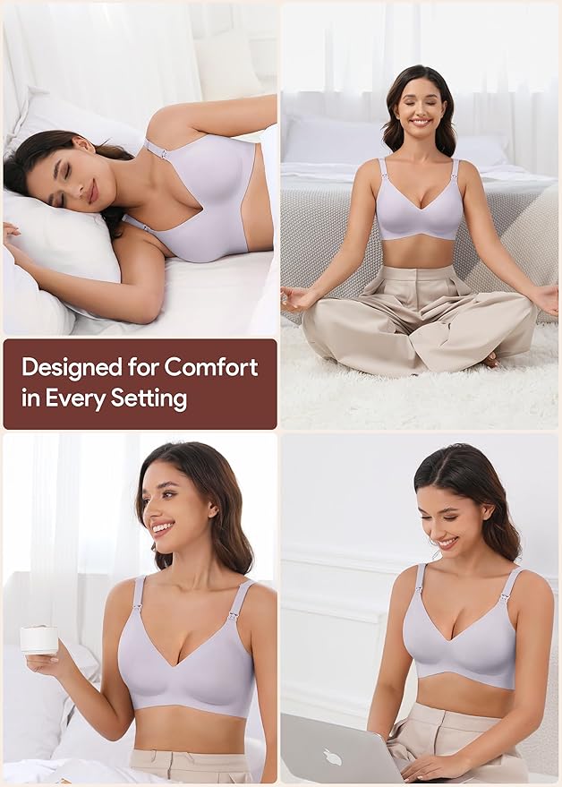 Maternity Nursing Bras Wireless Seamless Ultra-Soft Comfort for Breastfeeding Pregnancy Easy One-Handed Access Sleep Bra