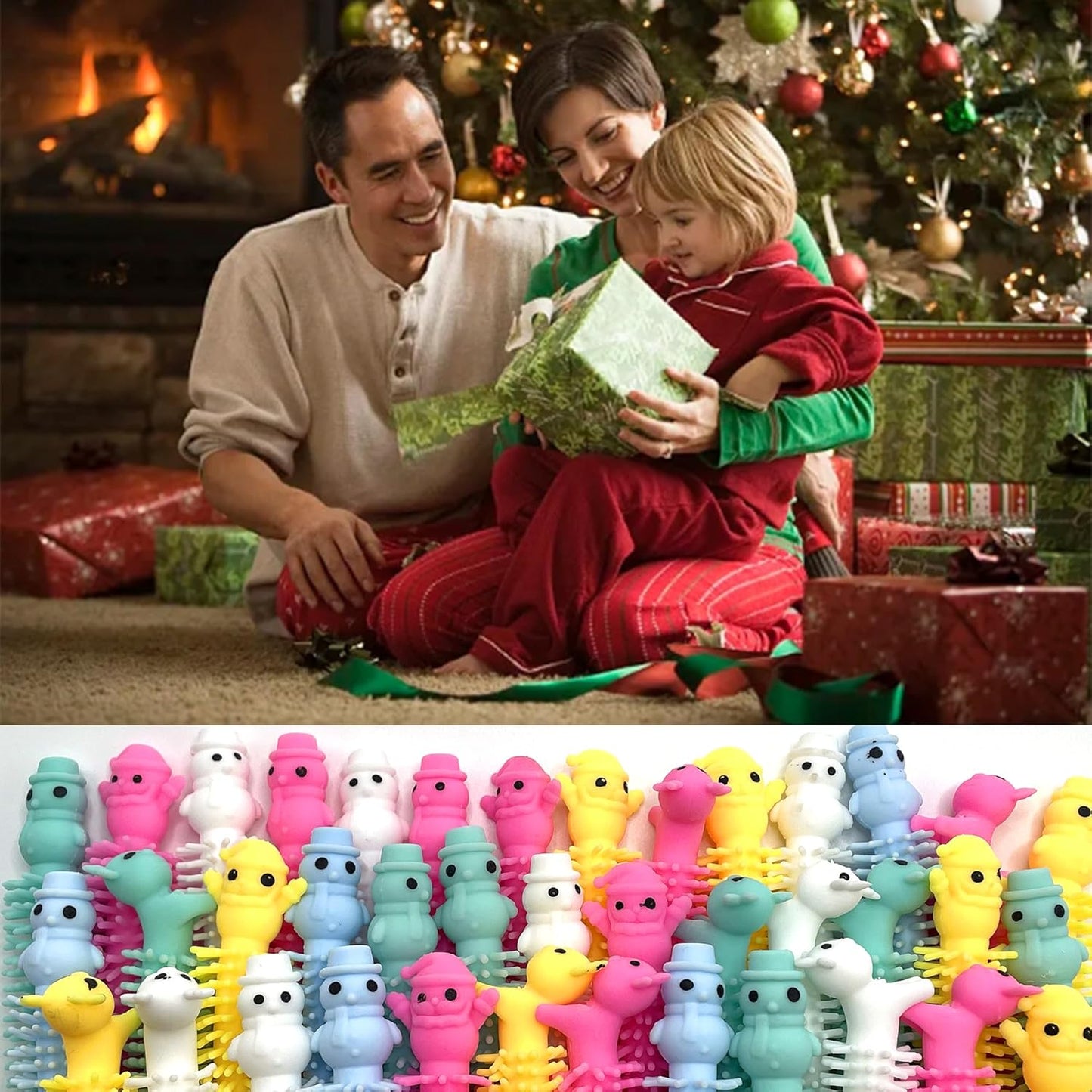 40 Pack Christmas Stretchy Strings Fidget Toys,Colorful Sensory Toys with Santa Claus,Snowman,and Reindeer,Anti-Anxiety Autism Toys for Kids,Perfect Children's Gift,Party Favors & Decoration