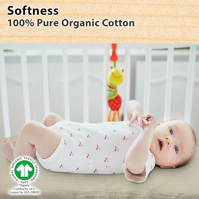 3-Pack Organic Muslin Bassinet Fitted Sheets, Compatible with Halo, Snoo, Graco, Dream On Me, Delta, and Other Standard Size Bassinets - Fits Oval, Hourglass, & Rectangle Shapes (32 x 16 x 4 Inches)