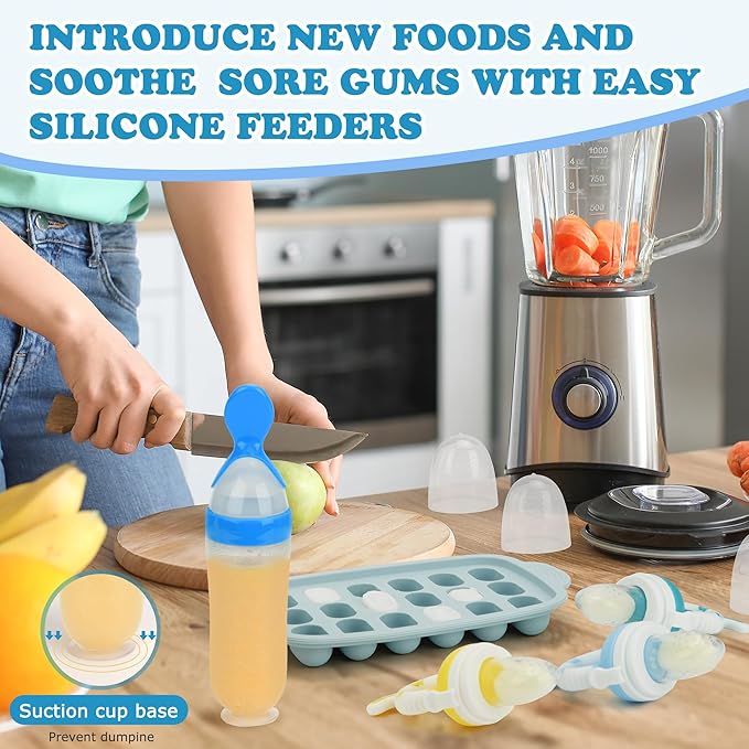 Baby Breastmilk Popsicle Molds & Baby Fruit Feeder-WAJIAYON Silicone Food Freezer Tray Storage Containers,Infant Food Pacifier Feeder and Teether for Babies Easter Bunny Gifts for Boys and Girls