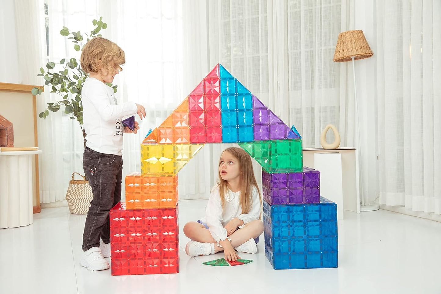 162PCS Premium MagneticTiles, MagnetTiles, STEM AUTHENTICATED, MEGA MagnetTiles Set,Magnetic Blocks,Magnetic Building Blocks,Magnets for Kids,MagneticTile Toy Boys Girls Age 3 4 5 6 7 8