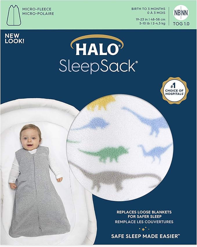 HALO Micro-Fleece Wearable Blanket, Swaddle Transition Sleeping Bag, TOG 1.0