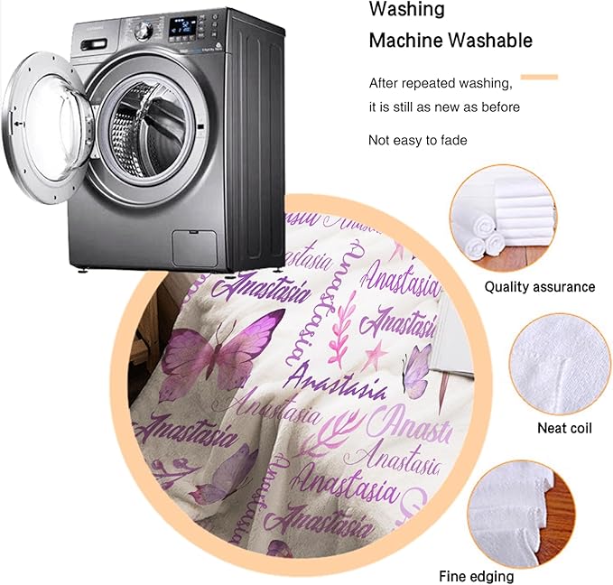 Personalized Baby Blanket for Girls Boys Kids Butterfly Custom Baby Blanket with Name Throw Birthday Gift for Toddlers Infants Shower Newborns Nursery Stroller Crib Bed Decor