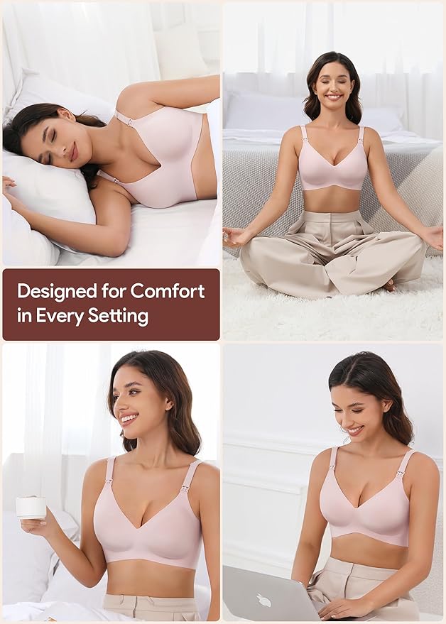 Maternity Nursing Bras Wireless Seamless Ultra-Soft Comfort for Breastfeeding Pregnancy Easy One-Handed Access Sleep Bra