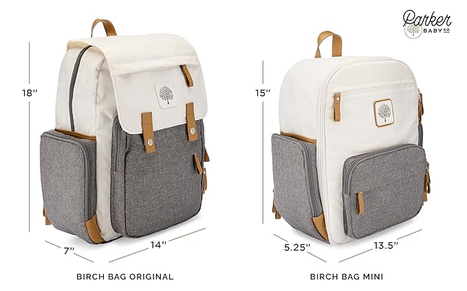 Parker Baby Diaper Backpack - Full Zip Diaper Bag with Insulated Pockets - Cream