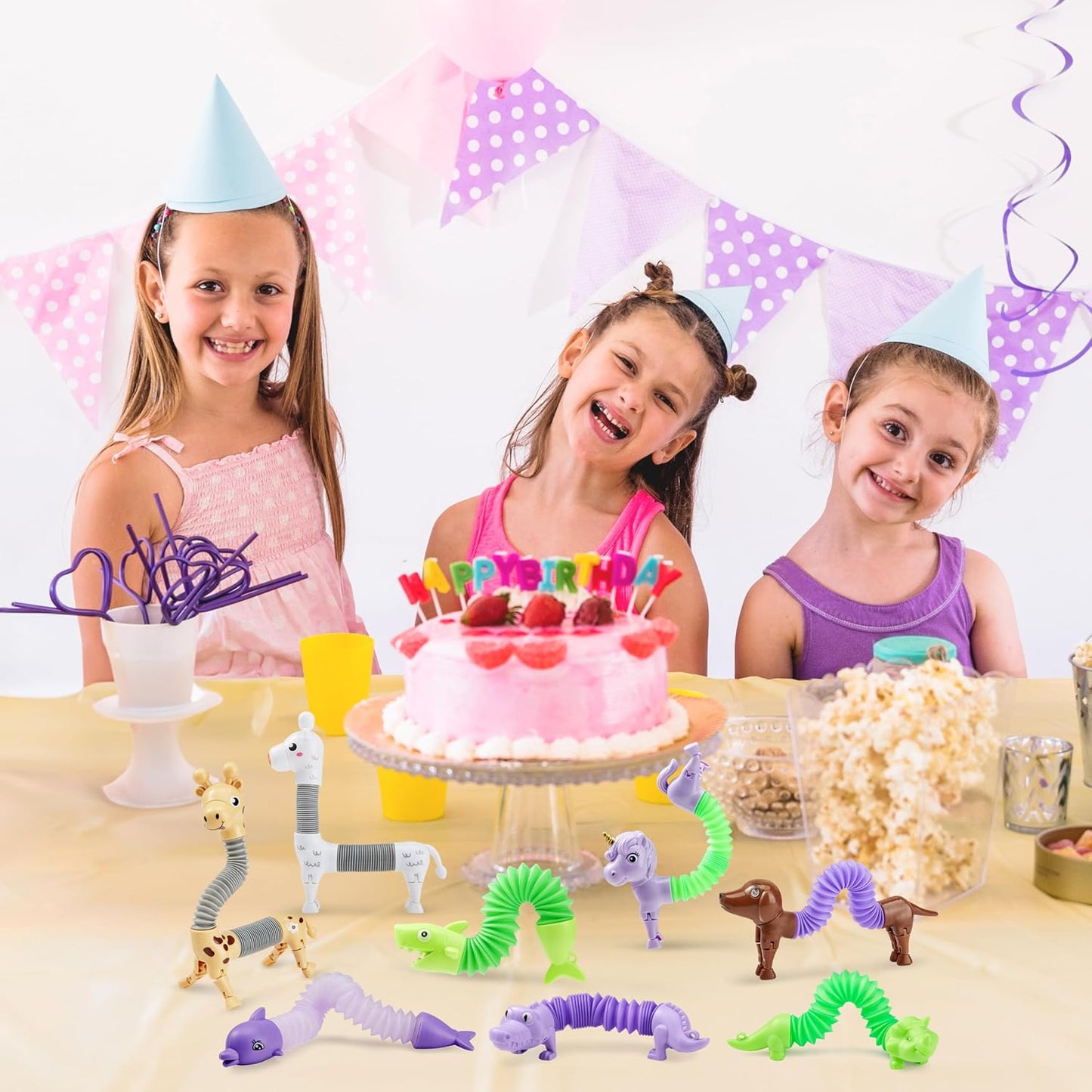 JOYIN Animal Pop Tubes Fidget Toys, 8 Pack Sensory Toys for Toddlers 2-3 Party Favors for Kids 4-8 8-12 Birthday Gifts Party, Classroom, School Reward,Goodie Bags Stuffers for Kids