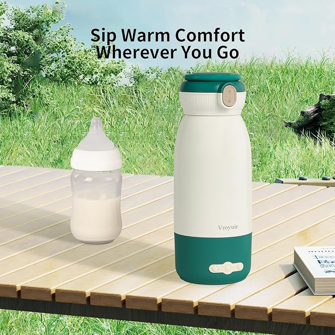 Portable Bottle Warmer with Precise Temp Control (95-135°F) - 17 Oz Travel Warmer for Breast Milk, Formula & Water, Fast Heating & USB Quick Charge