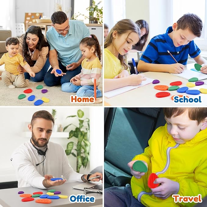 GOLDGE 24-Pack Sensory Fidget Stones for Kids - Soft Textured Worry Stones for Autism, Anxiety Relief, and Stress Calming - Perfect for Students and Small Prizes