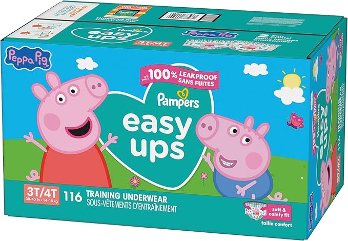 Pampers Training Pants - Easy Ups Girls & Boys - Size 3T-4T, 116 Count, Peppa Pig Potty Underwear (Packaging May Vary)