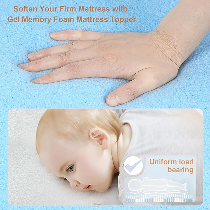 NeoBorn Baby Bassinet Mattress Pad, 32" x 18" Dual Sided Comfort Gel Memory Foam Mattress with Removable Breathable Soft Tencel Cover Fit for RONBEI/Ingenuity/Cuddor Baby Bassinet