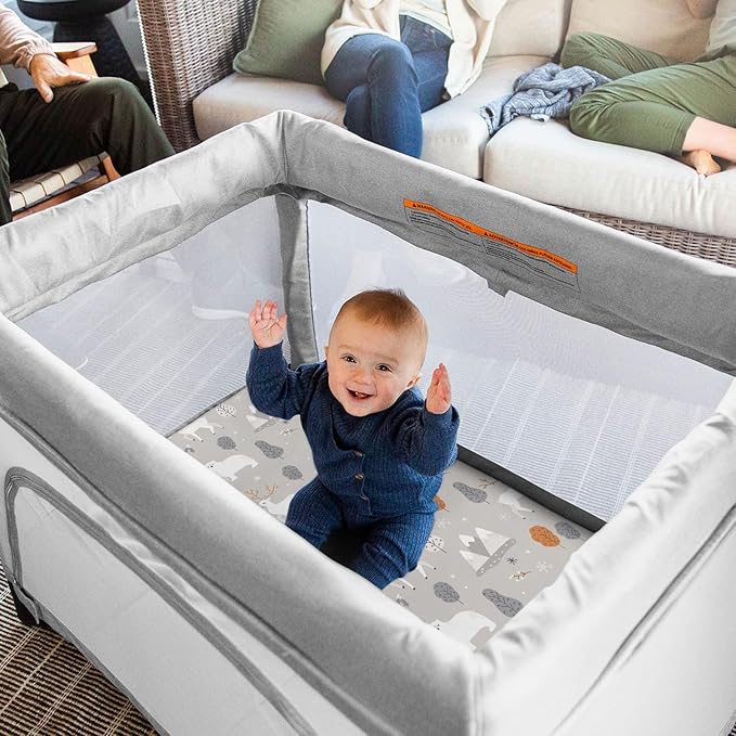 Pack n Play Sheets, BROLEX 2 Pack Mini Crib Sheets,Stretchy Portable Fitted Playard Sheet Set, Convertible Playard Mattress Cover,Ultra Soft Breathable Material,Snowy Forest