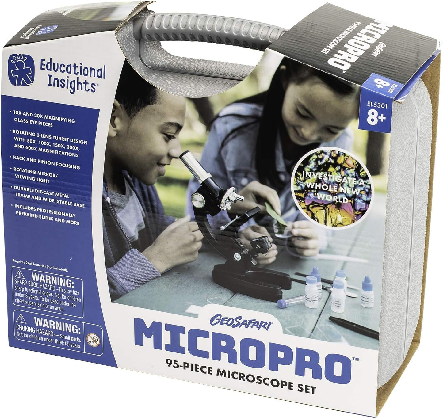 Educational Insights GeoSafari MicroPro 95-Piece Microscope Set, Prepared Slides, Instruction and Activity Guide, Ages 8 and up