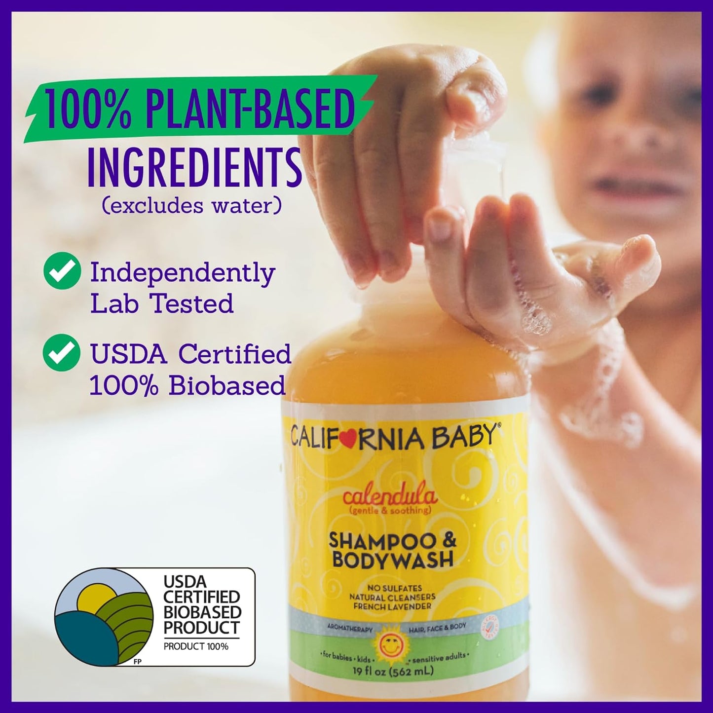 California Baby Calendula Shampoo and Body Wash | 100% Plant-Based (USDA Certified) | Allergy Friendly | Soothing Baby Soap and Toddler Shampoo for Dry, Sensitive Skin | 562 mL / 19 fl. oz.