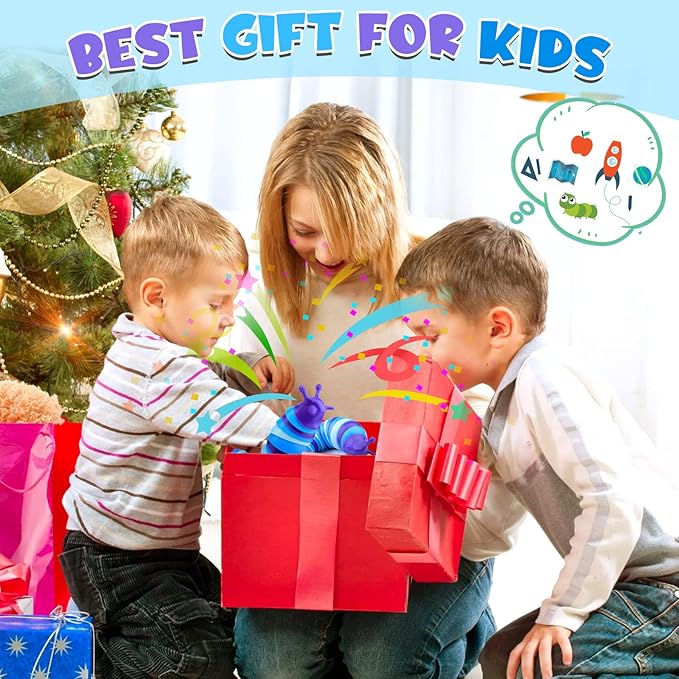 Cevioce Sensory Slug Fidget Toys,Fidget Slug Toys for Adults & Kids Party Favors,1 PC Cute Autism Sensory Toys for Autistic Children,Toddler Christmas Stocking Stuffers,Travel Toys for 1+ Year Old B