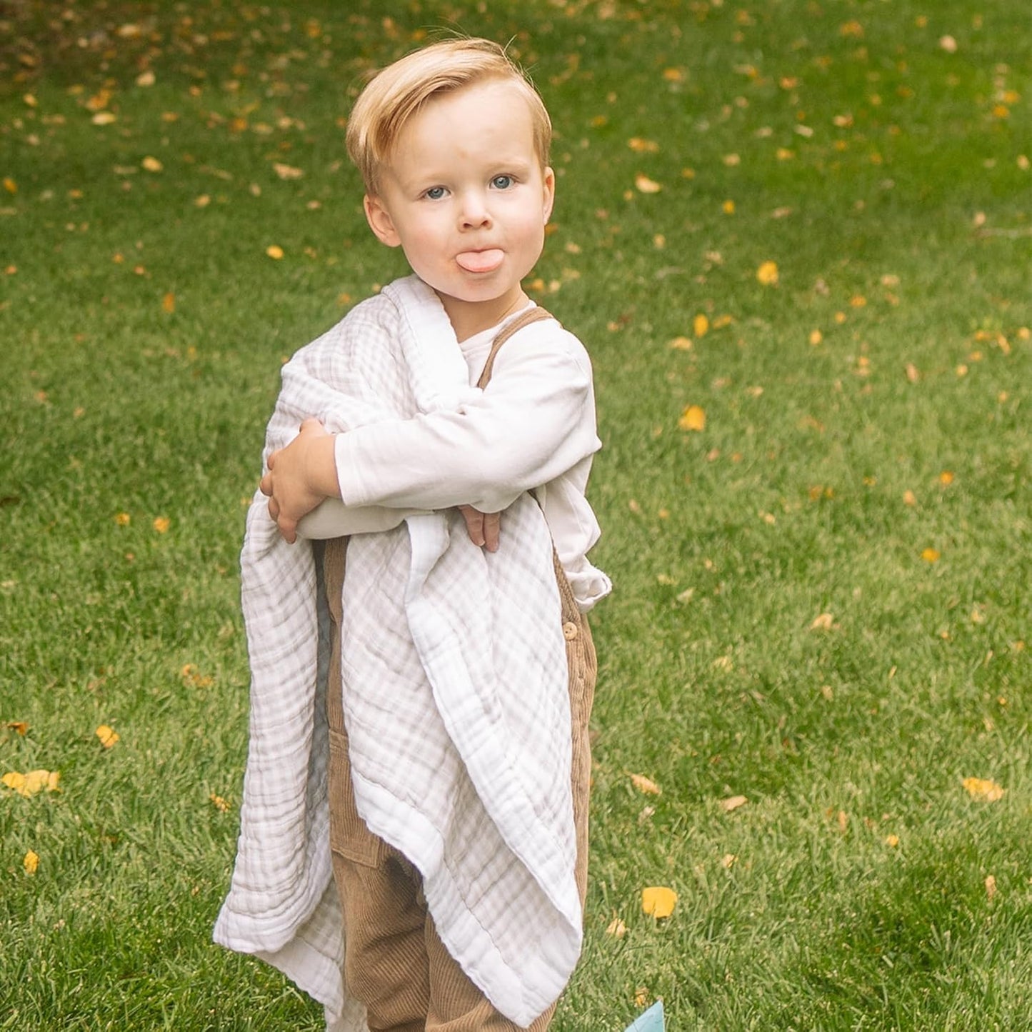 Little Unicorn Newborn Receiving Quilt | Ultra- Soft, Multi-Layered Muslin Fabric | Gift for Newborns & on-The-go (Tan Gingham)