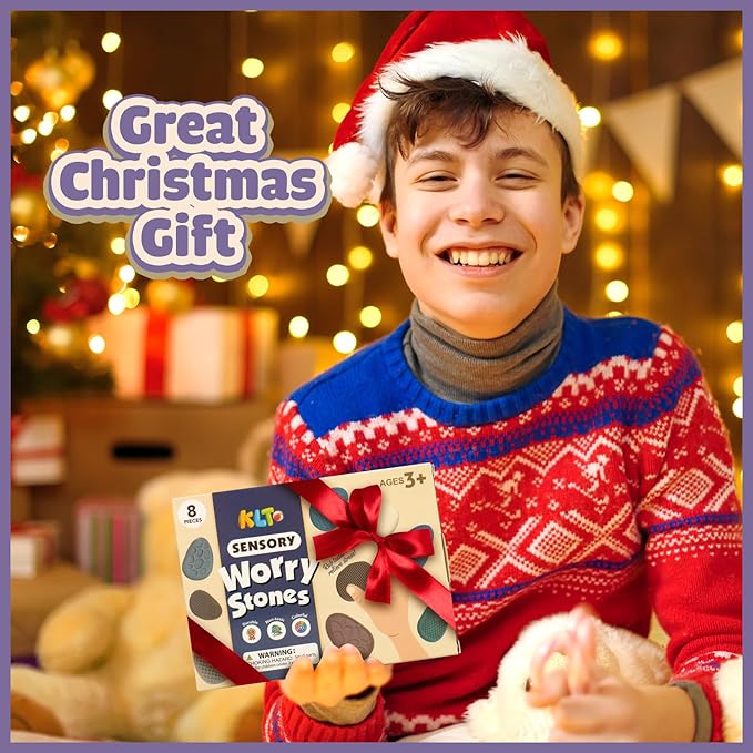 Fidget Toys Adults Sensory Stone: 8 Pack Texture Worry Stone for Kids Calming - Sensory Autism Toys for Anxiety Relief - Quiet Small Fidgets for Classroom Prizes