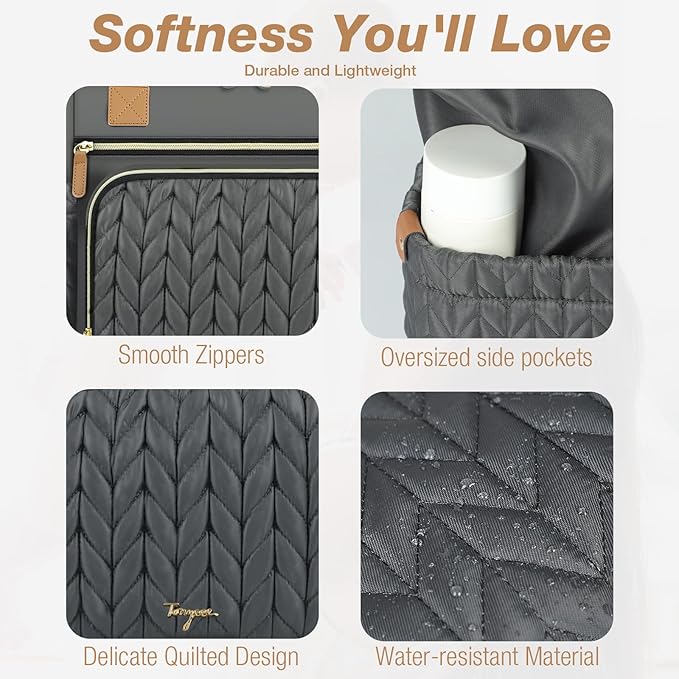 Diaper Bag Tote, Large Baby Diaper Bags Waterproof, Hospital Bag for Labor Delivery with Pacifier Case, Changing Pad, Shoulder Strap, Dark Gray