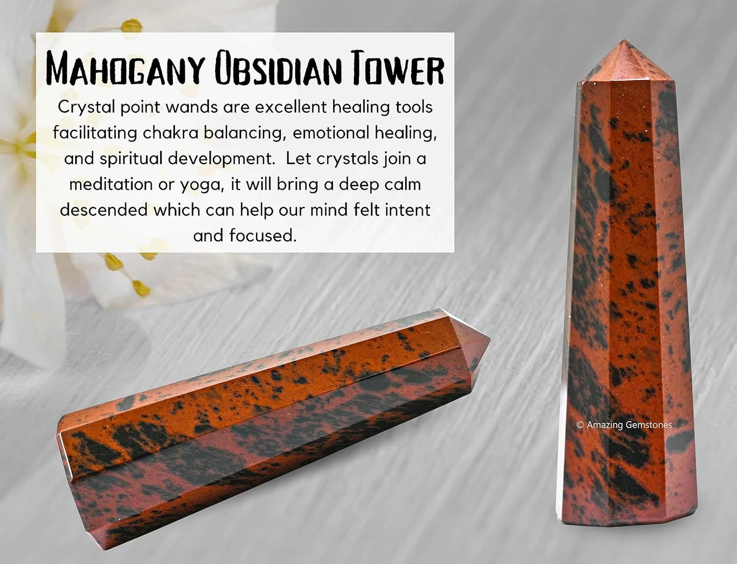 Amazing Gemstone Mahogany Obsidian Crystal Towers ~ Natural Healing Crystal Point Obelisk for Reiki Healing and Crystal Grid (2" to 3" INCH)
