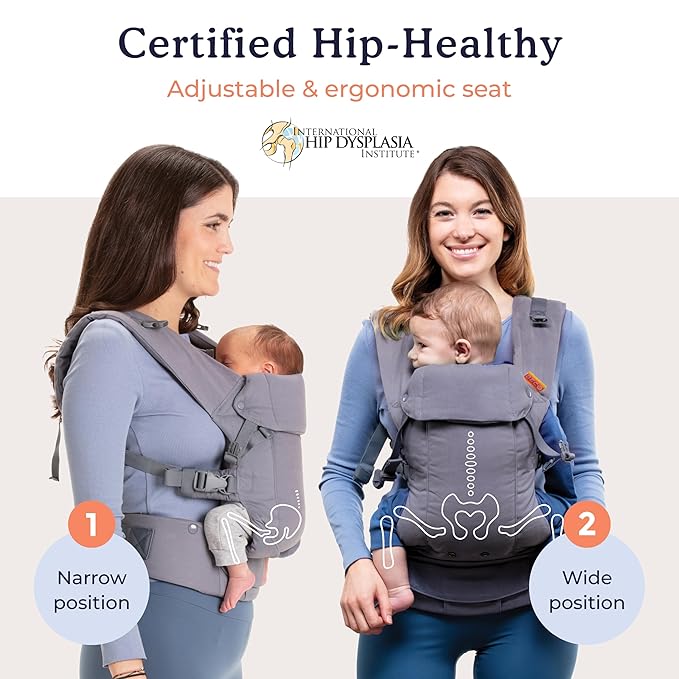 Beco Baby Carrier Gemini Newborn to Toddler - Front, Back and Hip Seat Carrier, Baby Carrier Backpack & Baby Front Carrier with Adjustable Seat, Ergonomic Baby Holder Carrier 7-35lbs (Blue Linen)