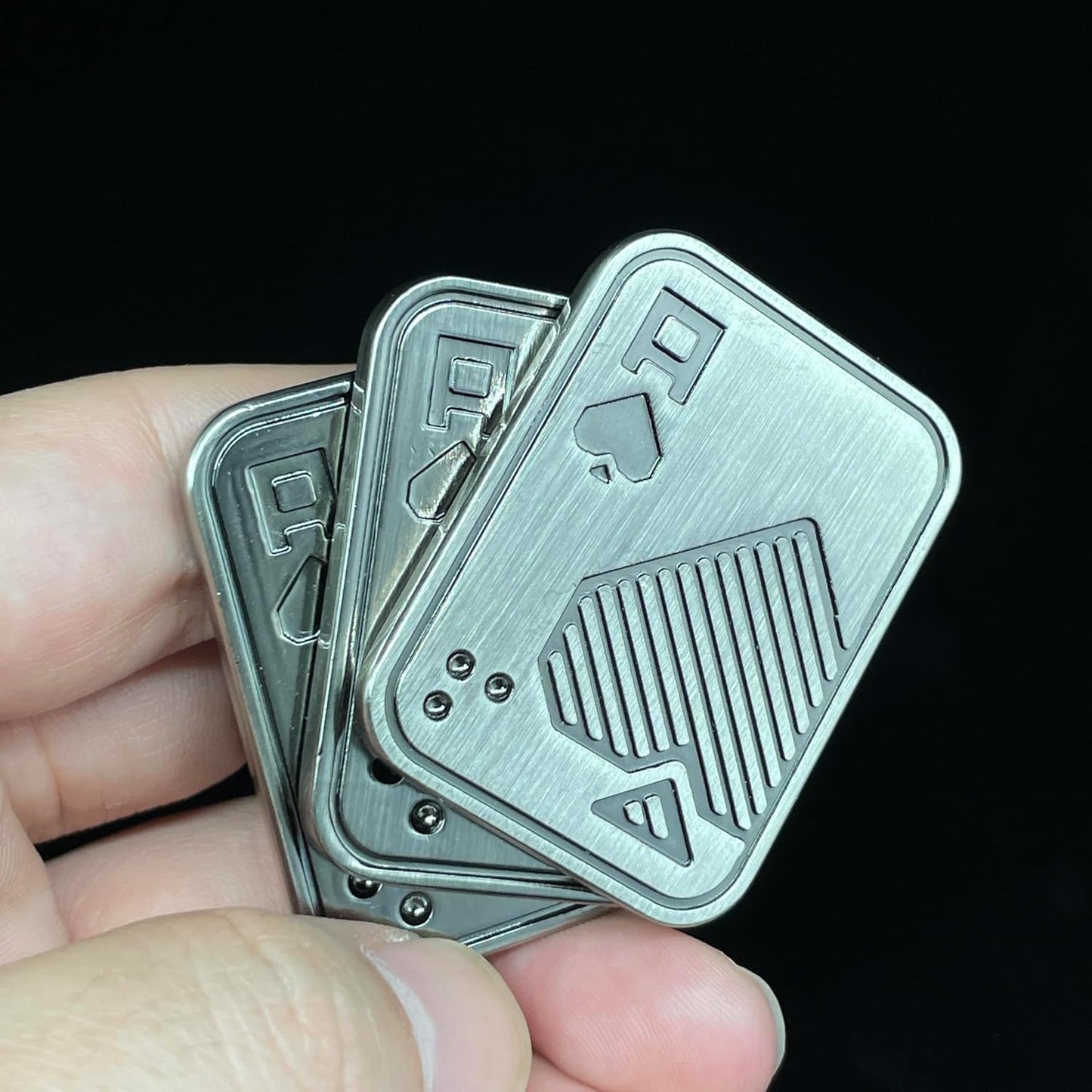 Metal Poker Fidget Slider EDC Adult Fidget Toys ADHD Tool Anxiety Stress Relief Toys Office Desk Toys Gifts for Boyfriend and Father (Three Layer AAA)