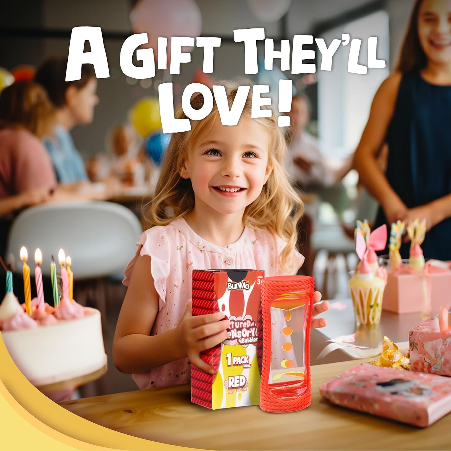 BUNMO Liquid Motion Bubbler with Sensory Texture - Liquid Timer - Bubble Timer - Liquid Motion Sensory Toys for Autism, Calming & Sensory Exploration - Kid Sensory Bottles Tubes - Small Red