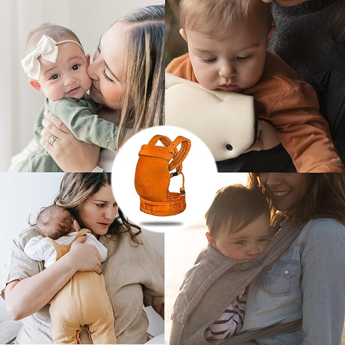 Baby Carrier for Newborn to Toddler, Cozy Baby Wrap Carrier 7-35 lbs, Ergonomic Backpack Design, Front and Back Facing Options, Orange