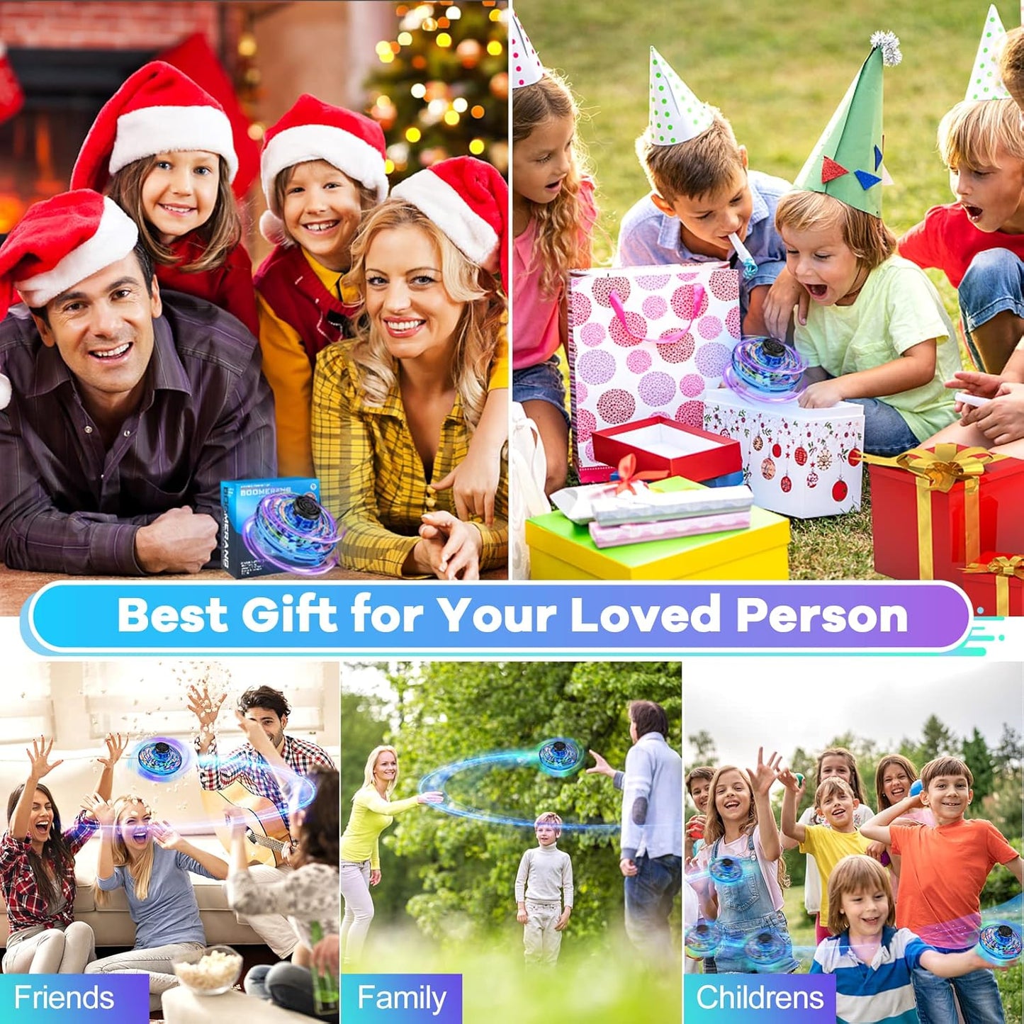 Flying Fidget Spinner,2024 Upgraded Flying Spinner Mini Hand Drone with 360 ° Rotating and LED Lights Outdoor Indoor Toy,Mini UFO Toy Drone for Boys Girls Adults (Blue)