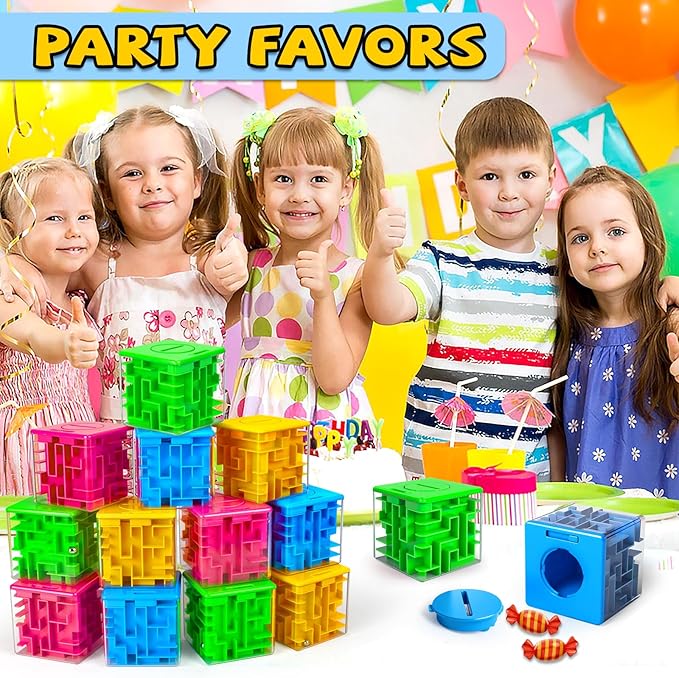 12 Pack Money Maze Puzzle Gift Box, 3D Puzzle Boxes Toy for Cash Gift - Maze Magic Cube Toy Brain Teasers for Kids Adults Birthday Party Favors Easter Basket Fillers