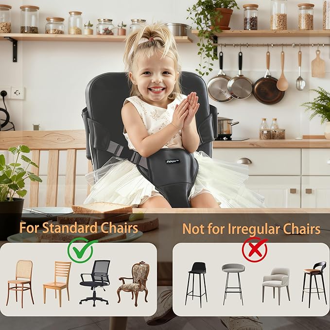 Booster Seat for Kitchen Chair, 15.7"x15.7"x3.9" Portable High Back Booster Seat for Dining Table, Highchairs & Booster Seats, Waterproof Easy Clean Cushion for 1.5 to 6 Year Old