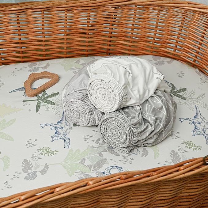 Bassinet Sheets, Bassinet Sheets for Baby Boy and Girl, Bassinet Sheet Neutral, Fit for Rectangle, Round, Oval, Hourglass Mattress, Flexible for Different Bassinet Pad/Mattress 4 Pack