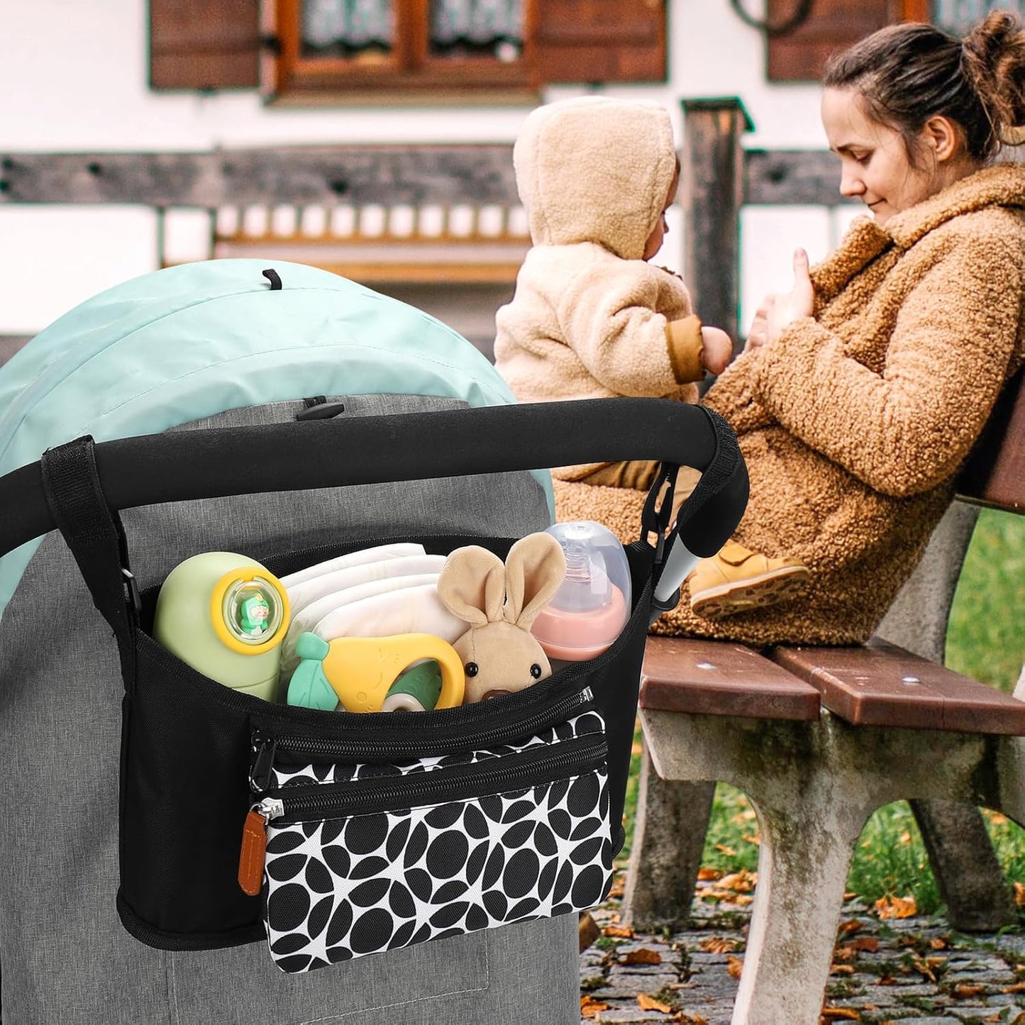 Accmor Universal Stroller Organizer with Detachable Phone Bag, Stroller Bag Caddy Organizer Stroller Accessories for Uppababy, Baby Jogger, Nuna, Doona, Britax Strollers