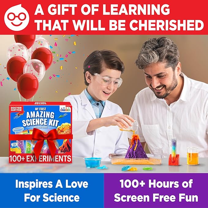 Doctor Jupiter My First Amazing Science Kit for Kids Ages 4-5-6-7-8 | Birthday Gift Ideas for 4+ Year Old Boys & Girls | Learning & Educational Projects | STEM Toy with 100+ Experiments