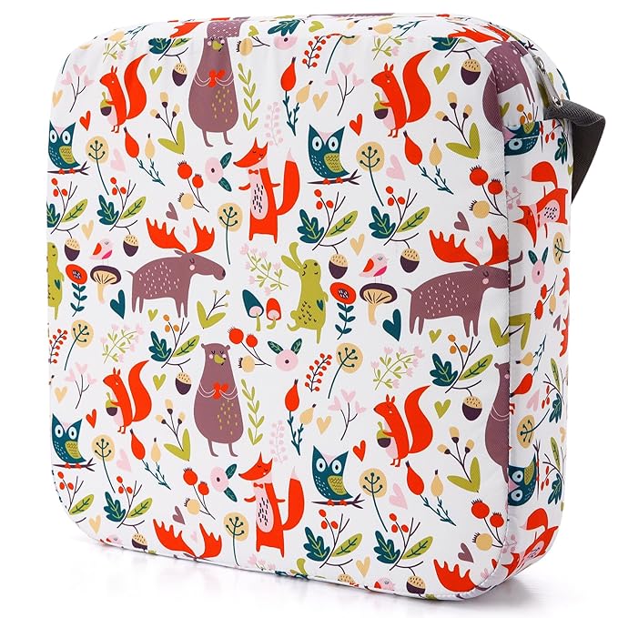 Zicac Portable Seat Cushion Washable with Non-Slip Bottom, Detachable Strong Support Cushion for Toddler Kids Baby Infant (White Forest)