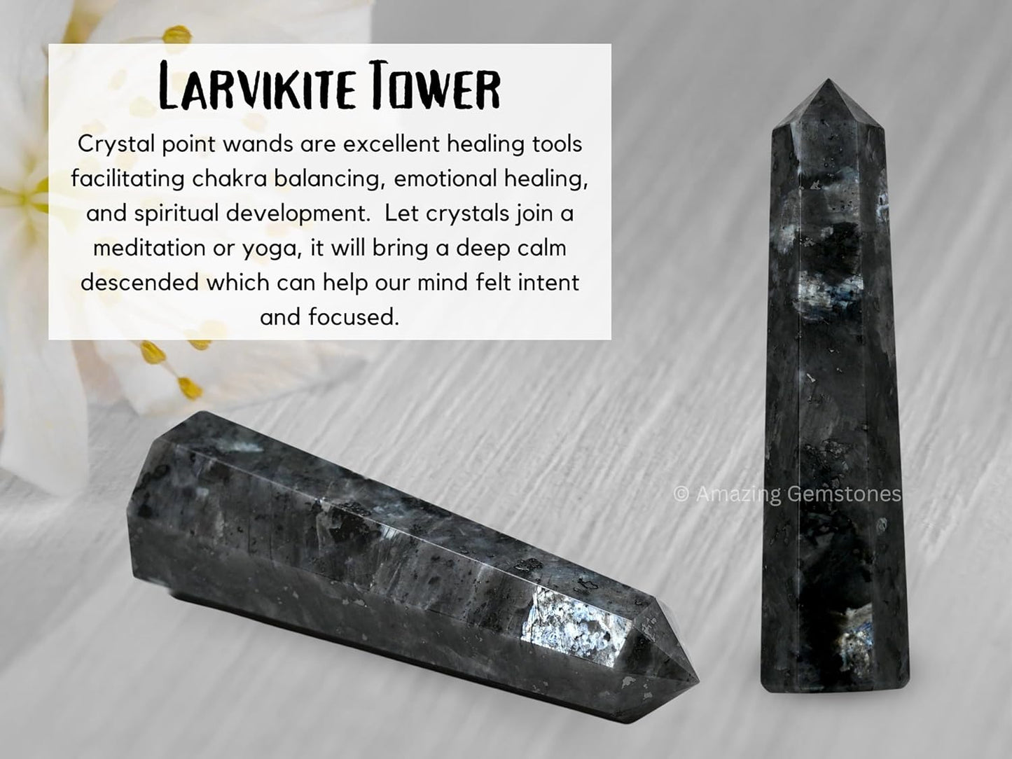 Amazing Gemstone Larvikite Crystal Towers ~ Natural Healing Crystal Point Obelisk for Reiki Healing and Crystal Grid (2 to 3 INCH)