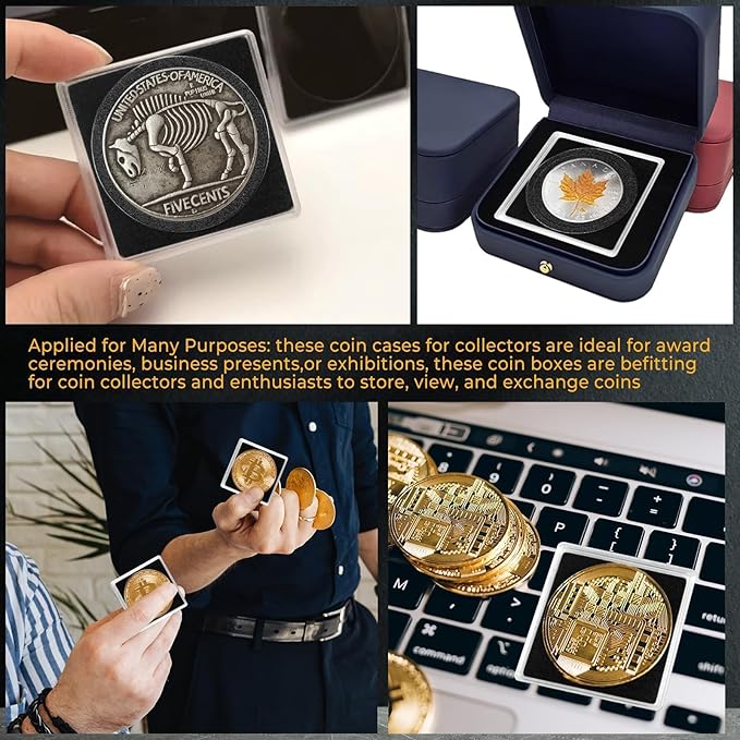 120 Pcs Adjustable Acrylic Coin Collection Cases with Sponges, Coin Snap Holder, Silver Dollar Protection Cases for Collectors, Coin Dollar Collection Supplies(20mm-40mm)