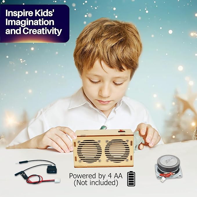DIY Bluetooth Speaker Kit, Stem Projects for Kids Ages 8-12, Science STEM Kits for Kids Ages 10-12-14-16, Gifts for 9 10 11 12 13 14 15 16 Year Old Boys Teens (Wood)