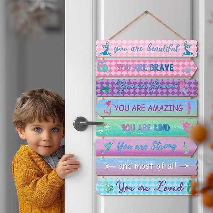 Mermaid Room Decorations For Girls, Kids Room Decor, Inspirational Wall Decor, Little Kids Bedroom Decor,Bedroom Deco For Teen Girls,Nursery Wall Deco(Mermaid)