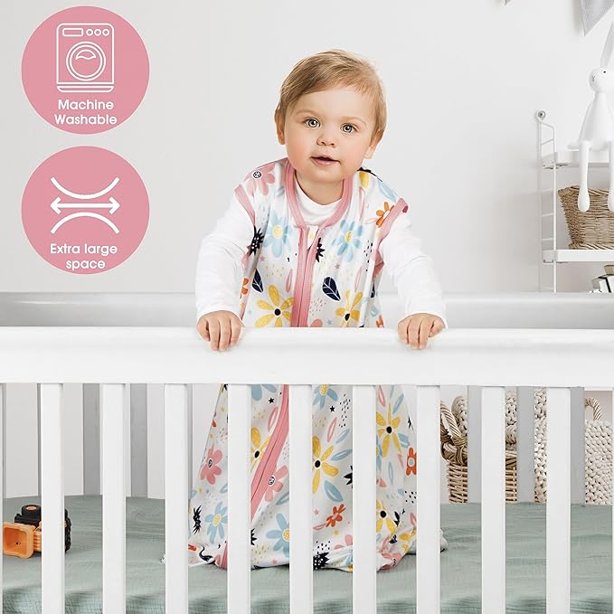 Newborn Sleep Sack Baby Swaddle,Baby Wearable Blanket,Baby Sleeping Bag (Floral&Heart, 3-6 Months)