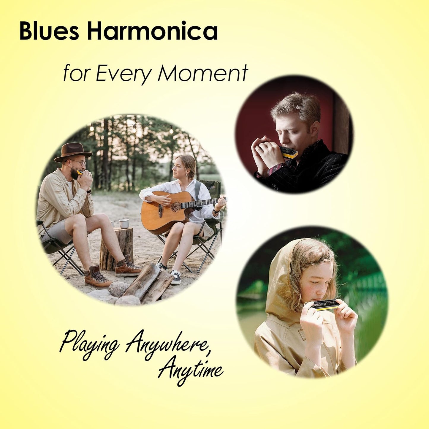 Diatonic Harmonica of E Key,Blues Mouth Organ 10 Holes 20 Tones, Reed of Phosphor Bronze, ABS Combo, Easy-Clean Cover,10 Holes Blues Harp for Adult, Beginner