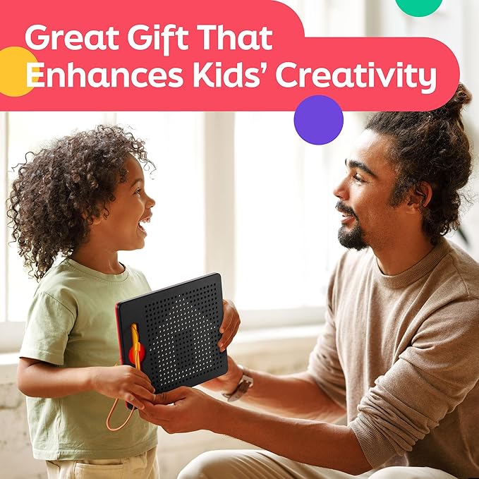 Magnetic Drawing Board for Toddlers & Kids - Toddler Doodle & Sketch Toys, Includes Magnet Stylus Pen and Beads for Girls & Boys, Travel & Car Ride Activities