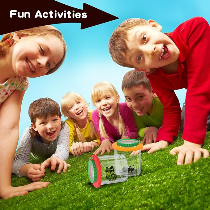 Coopay 12 Pieces Magnifying Insect Box Bug Viewer Critter Insect Cage Bug Magnifier Container Bug Catcher Cage Bug Jar Collecting Kit for Children, Kids Science Nature Exploration Tools