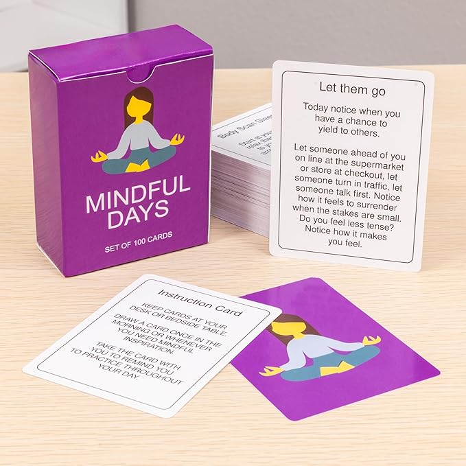 100 Mindful Days - Daily Mindful Activity Cards – Self-Care & Gratitude Prompts for All Ages | Portable Travel Deck for Mental Wellness, Focus & Stress Relief