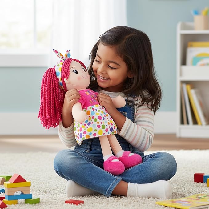 June Garden Personalized Best Big Sister Sophie - Soft Cuddly Plush Doll Gift for Girls - Huggable Rag Doll - Customized Name