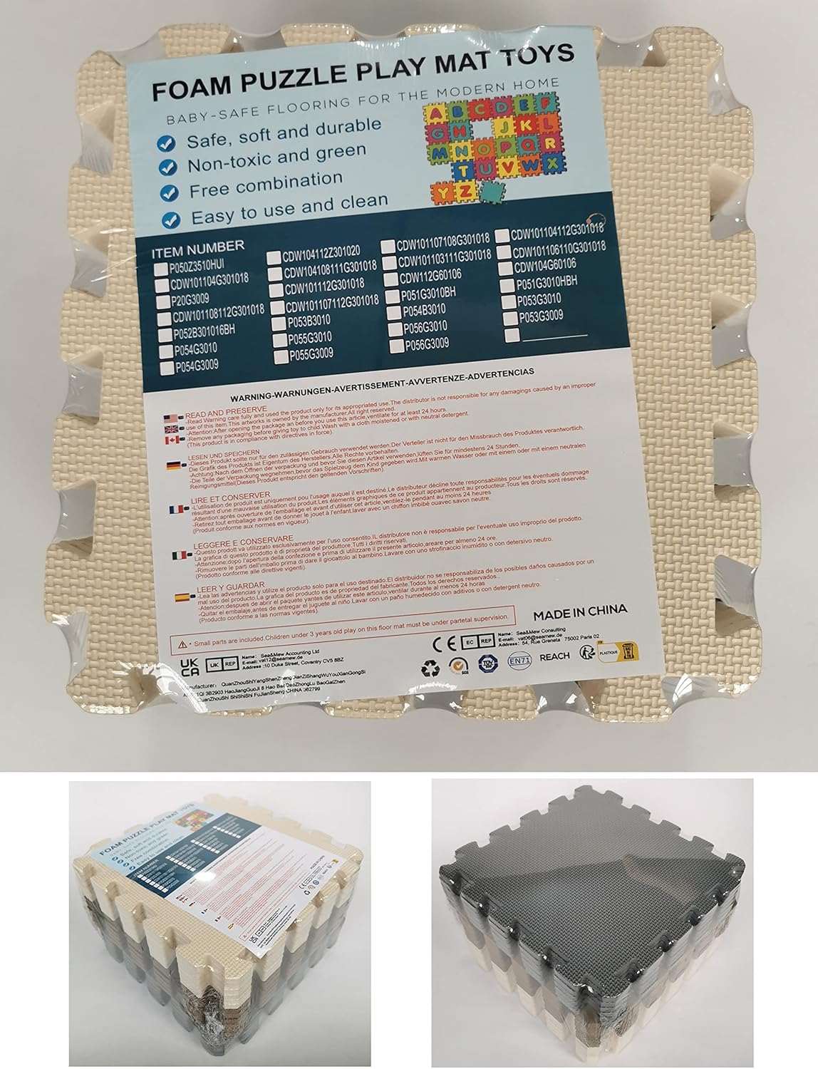 MQIAOHAM® 18 Pieces + 18 Edges Puzzle Play Mats, Soft Baby Play Mat, Kids Interlocking Foam Floor Tiles, Toddlers Carpet Playmats XZ301018-101