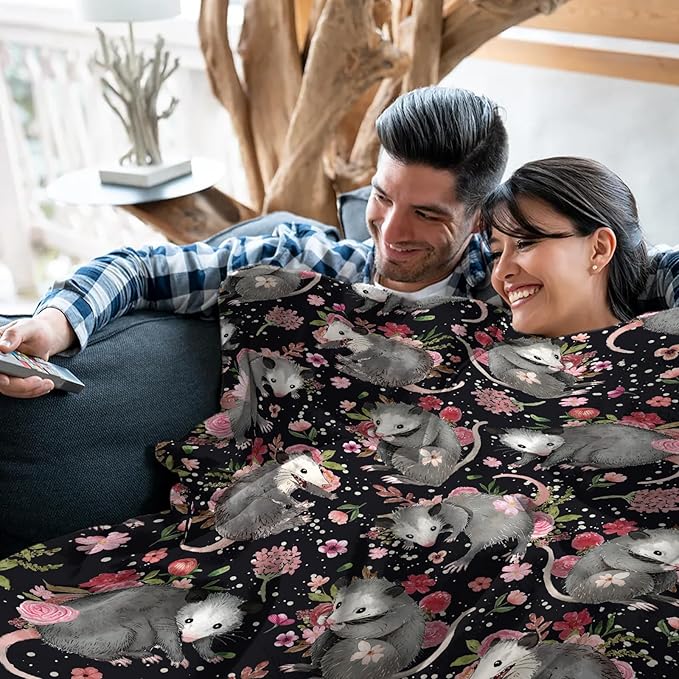 Possum Blanket Gifts for Women, Opossum Gifts for Lover, Possum Ornament, Opossum Plush, Thanksgiving Birthday for Girl, 50" X 60"