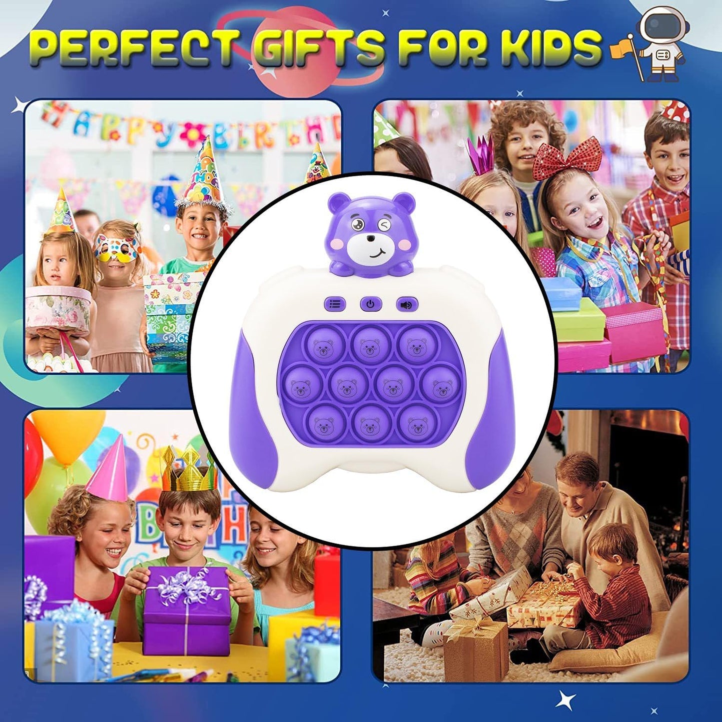 Fast Quick Push Bubble Pop Fidget Toy, Electronic Light Up Game Console, Cool Birthday Present for 6 7 8 9 10-12 Year Boys and Girls Pop Up Stress Relief Toy, Concentration Speed Puzzle Game for Kids