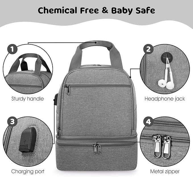 Pump Bag for Spectra S1 S2, Wearable Breast Pump Bags with Ice Pack, Pumping Bag with Waterproof Mat for Pump Accessories, Insulated Bottle Bags for Work Travel and Family (Grey)