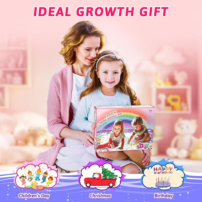 Water Doodle Mat,40 x 32 Inch Large Drawing Mat with Backpack,Educational Toys Gifts for Kids Boys Girls,Mess Free Painting for Toddlers Age 2 3 4 5 6 7 8 Year Old