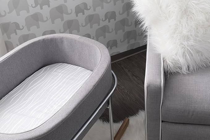 Bassinet Sheet Set 2 Pack 100% Jersey Cotton Grey and White Abstract Stripes and Dots by Ely's & Co.