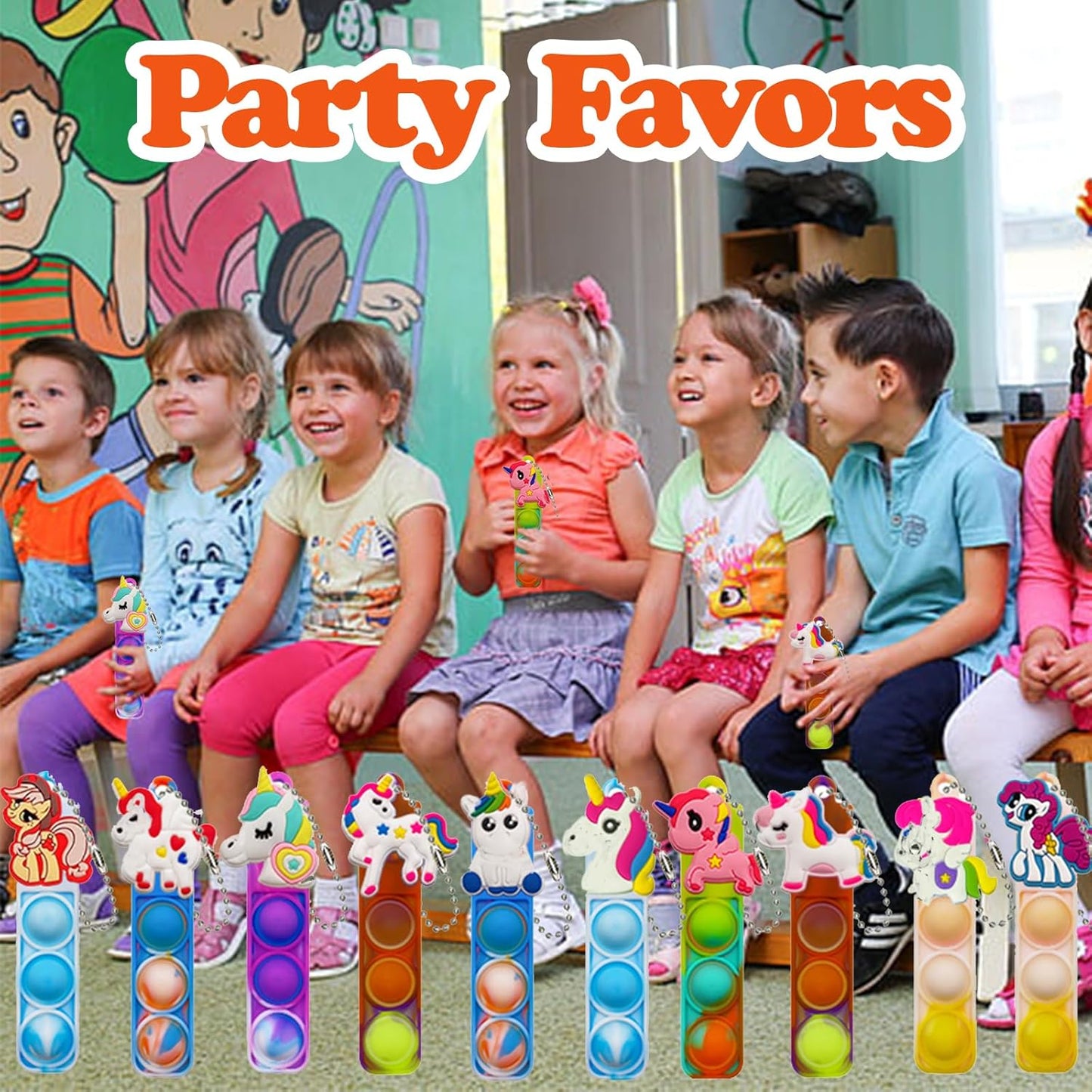 26 Pcs Mini Keychain Pop Fidget Toys for Kids, Birthday Party Favors for 3-5, 4-8, 8-12, Bulk Sensory Toys for Classroom Prizes, Party Supplies for Pinata Stuffers, Carnival Prizes (Animal)